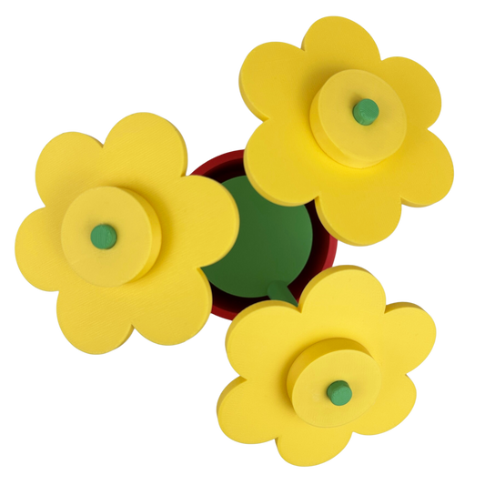 Close-up of vibrant 3D printed flower coaster, eco-friendly PLA material