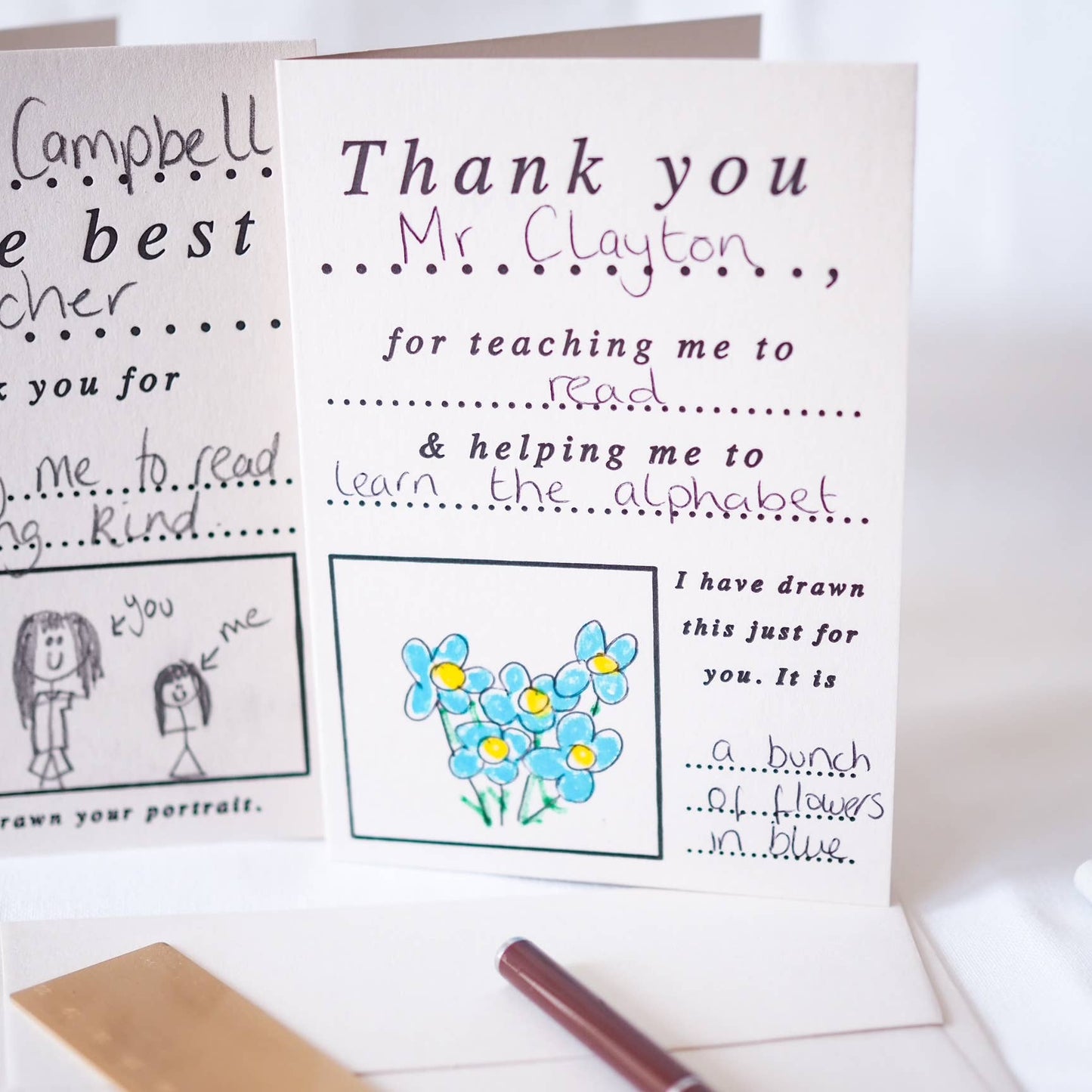 Thank you fill in the blank letter press cards