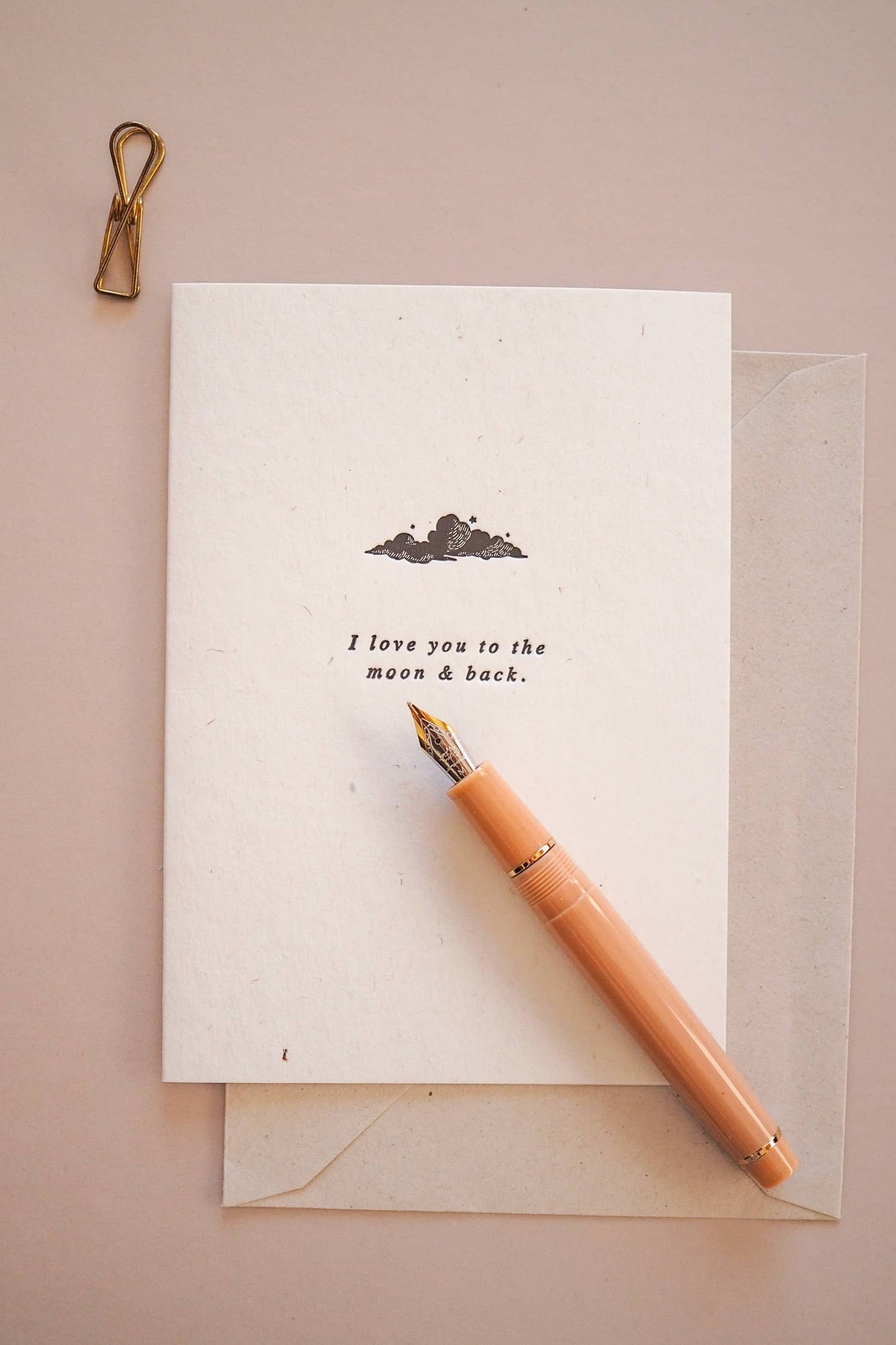 I love you to the moon & back letterpress card