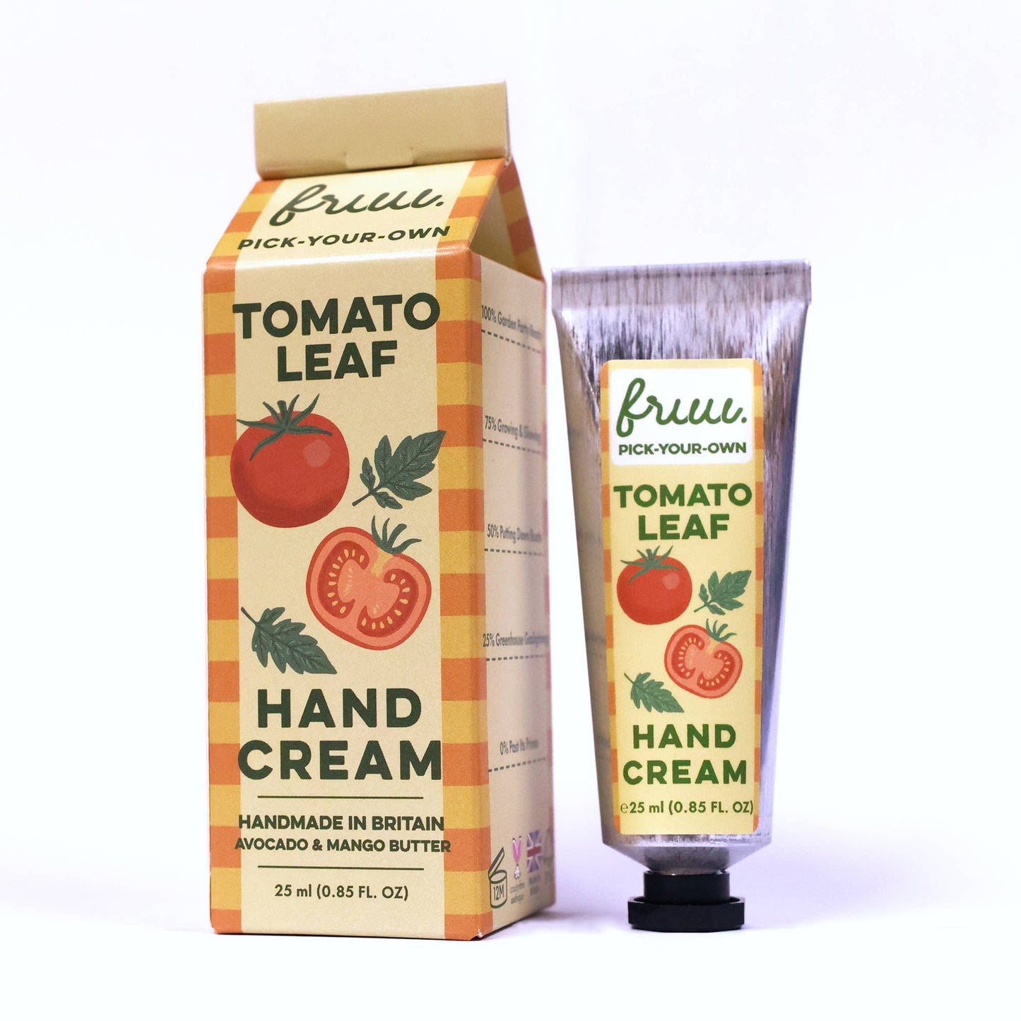 FRUU Tomato Leaf Hand Cream in an eco-friendly aluminium tube
