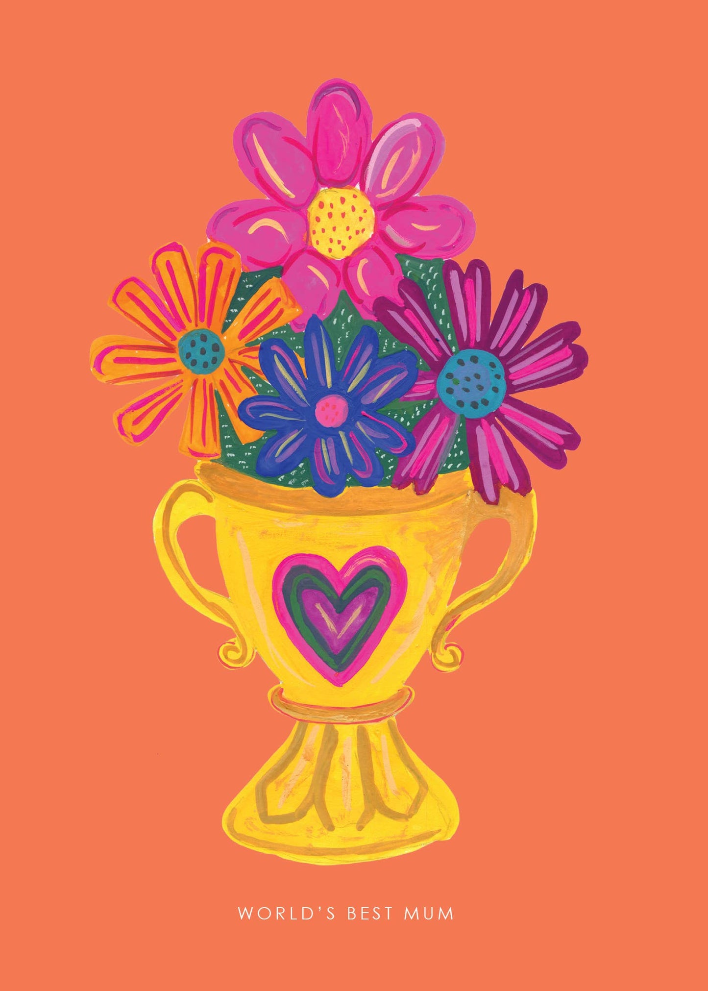 'World's Best Mum' Flower Trophy Greetings Card