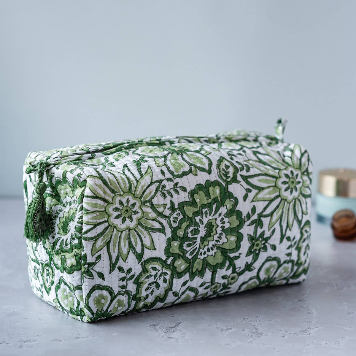 Meadow block printed wash bag collection