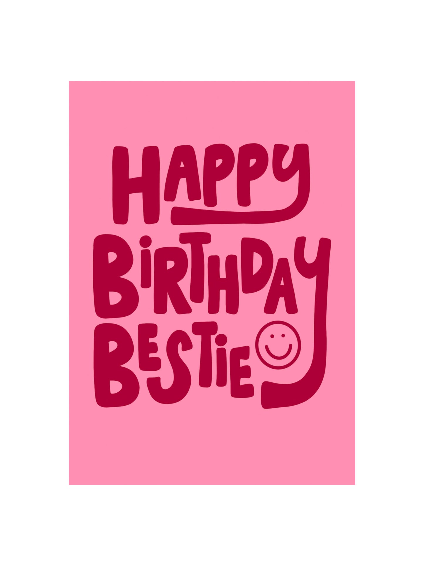 Hand-drawn Birthday Bestie greeting card with brown kraft envelope