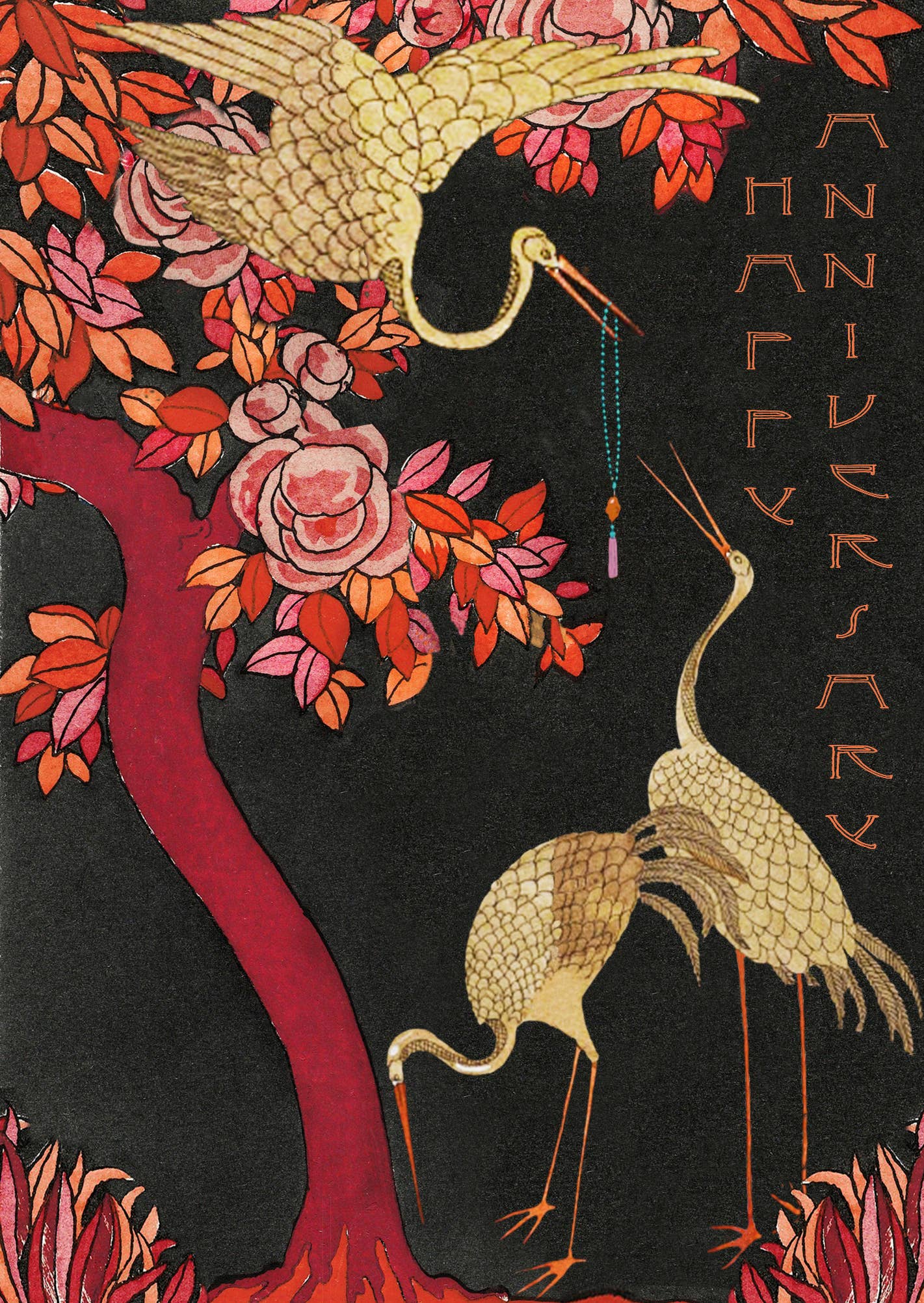 Close-up of sustainably sourced Necklace Anniversary Card, blank inside