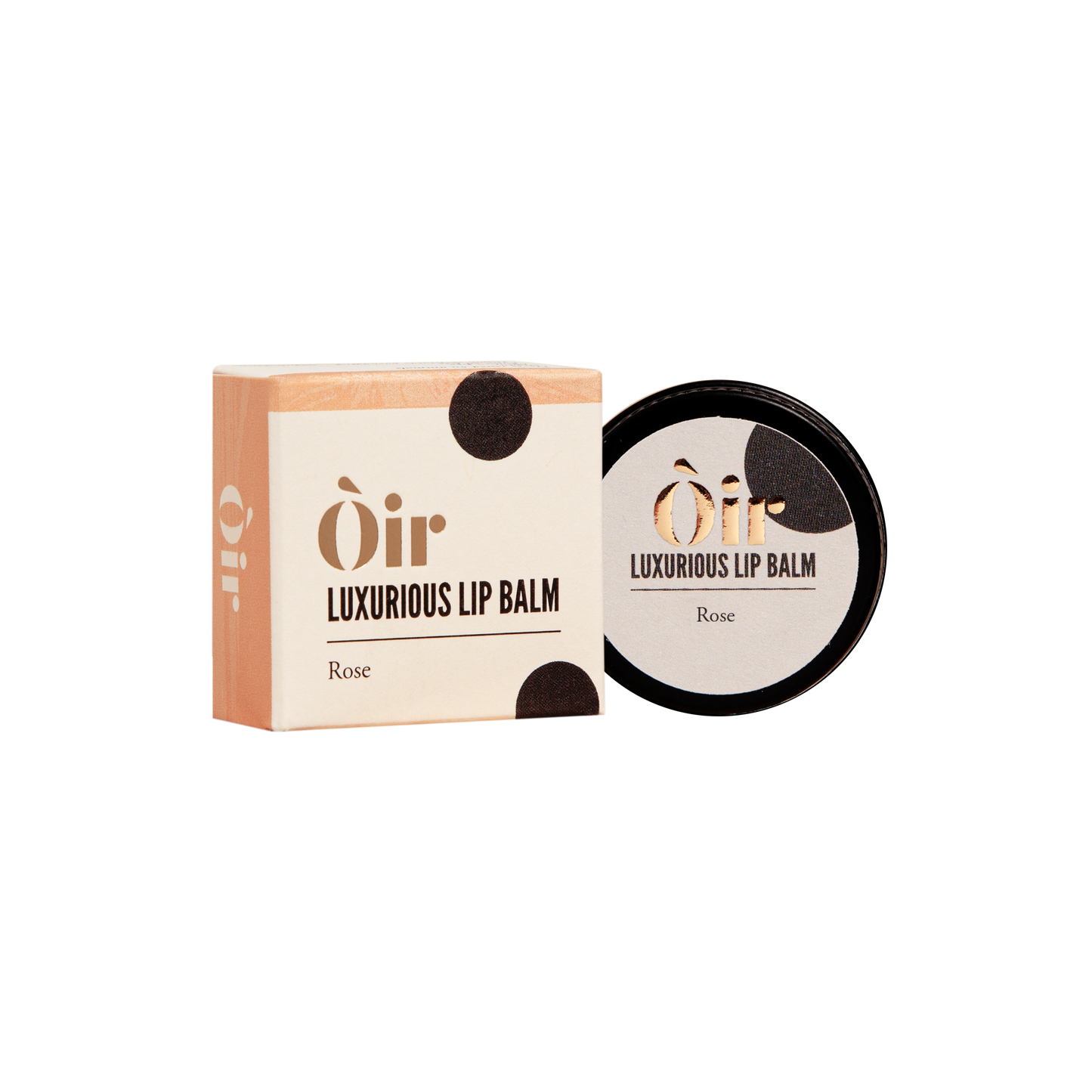 Õir luxurious lip balm with packaging on a white background