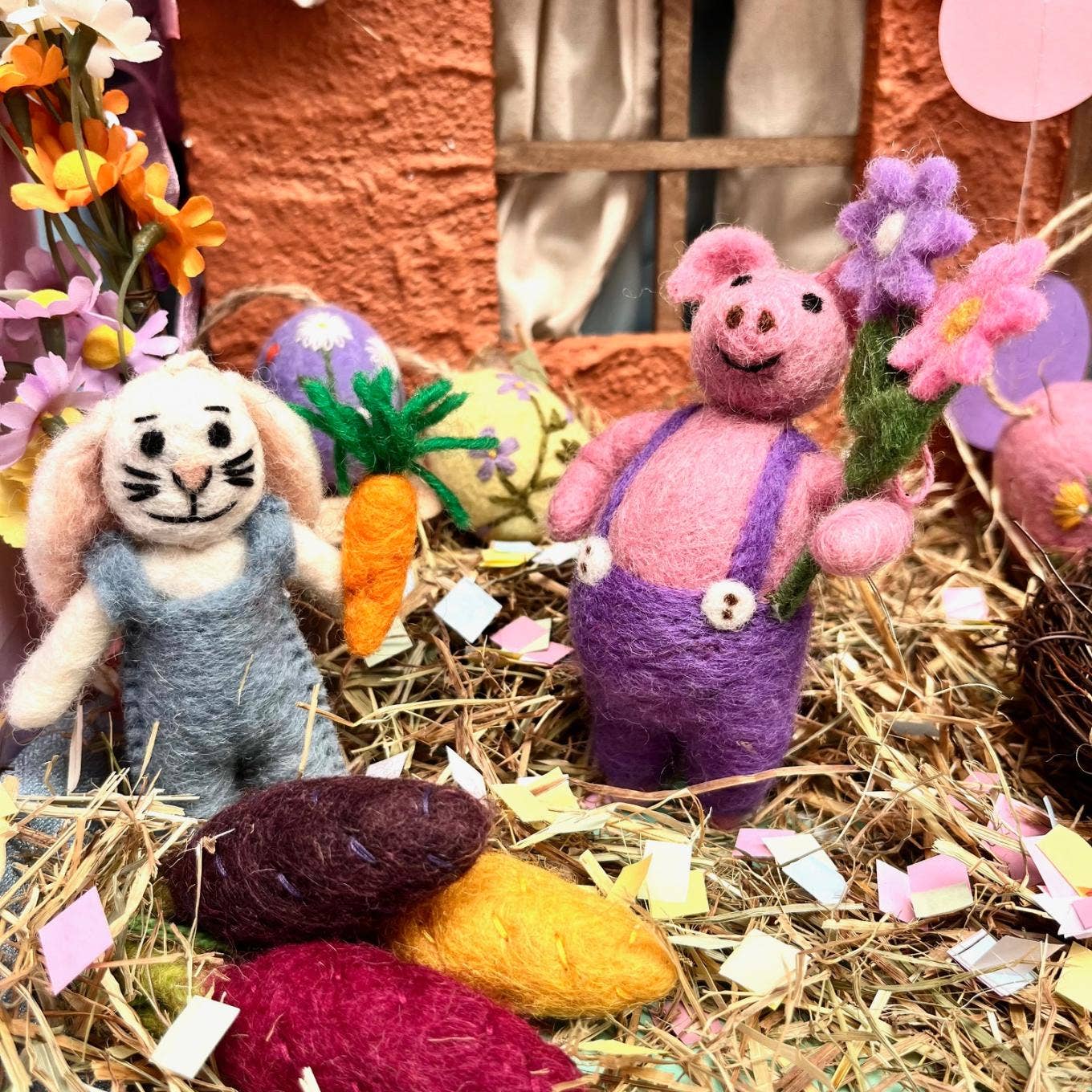 Handmade Felt Percy the Piglet Easter Pig Hanging Decoration