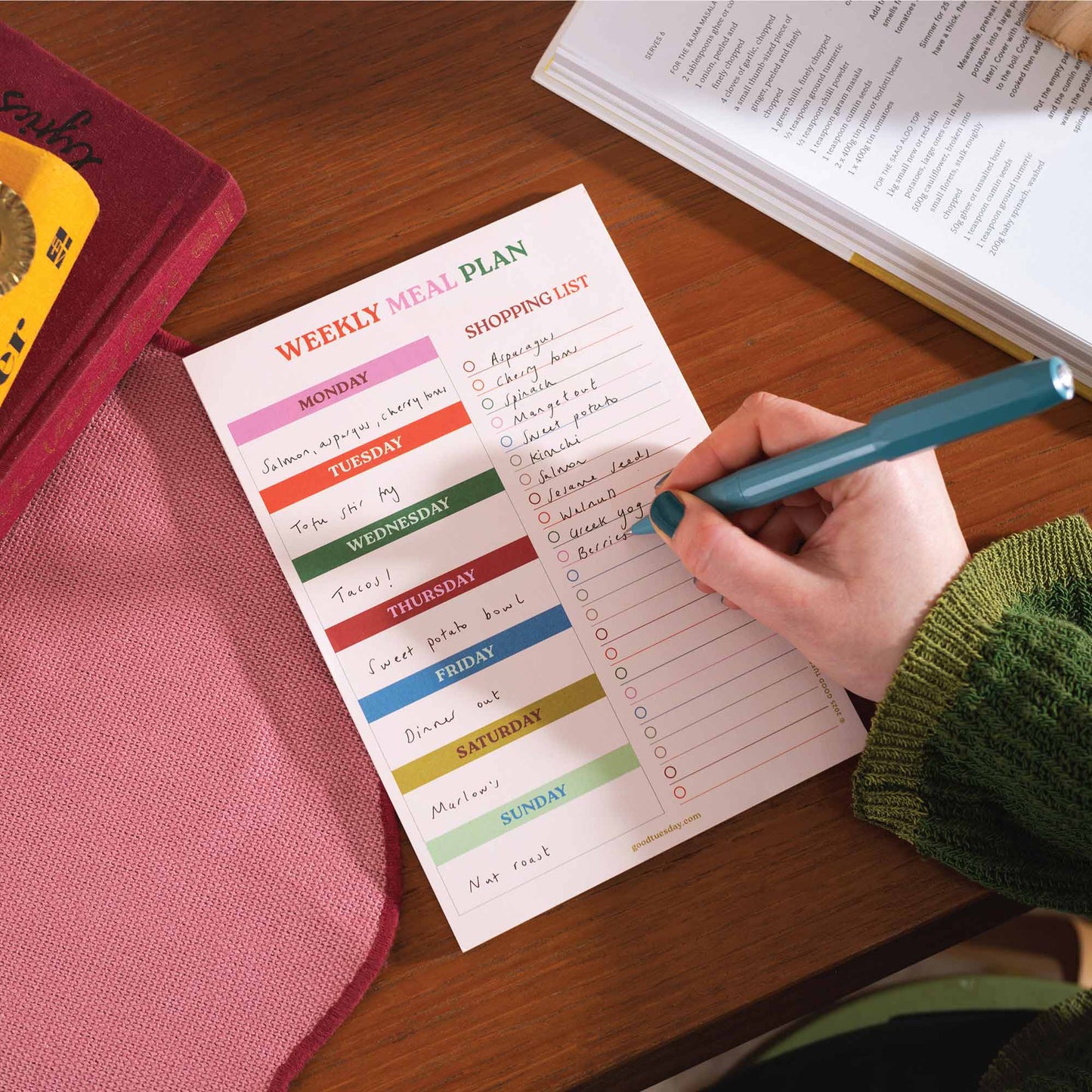 A5 Colourful Weekly Meal Plan with Shopping List.