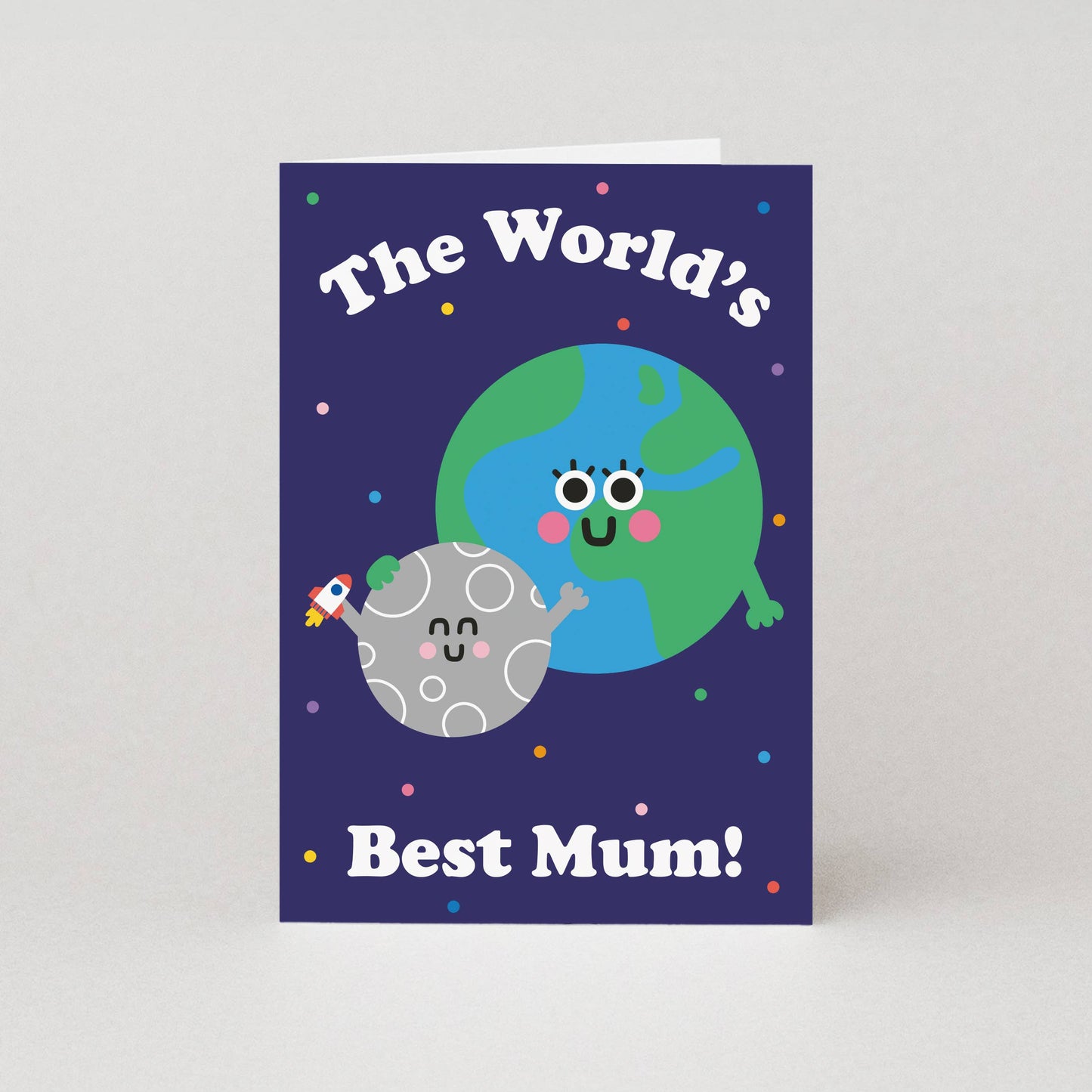 Eco-friendly 'World's Best Mum' Mother's Day card with a planet design
