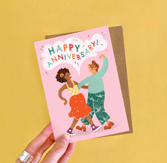 Eco-Friendly Anniversary Card with brown recycled kraft envelope
