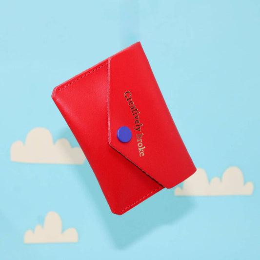 Handmade Leather Popper Purse Blue