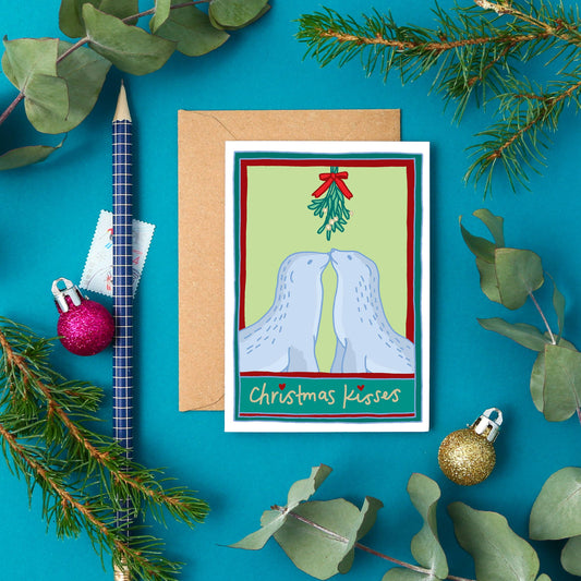 Sustainably sourced mini seal Christmas card with recycled Kraft envelope