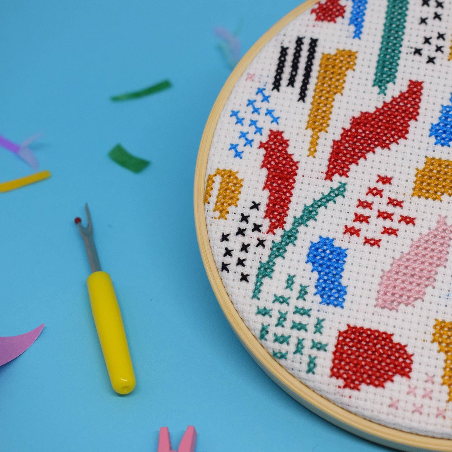 Abstract Blues Large Cross Stitch Kit