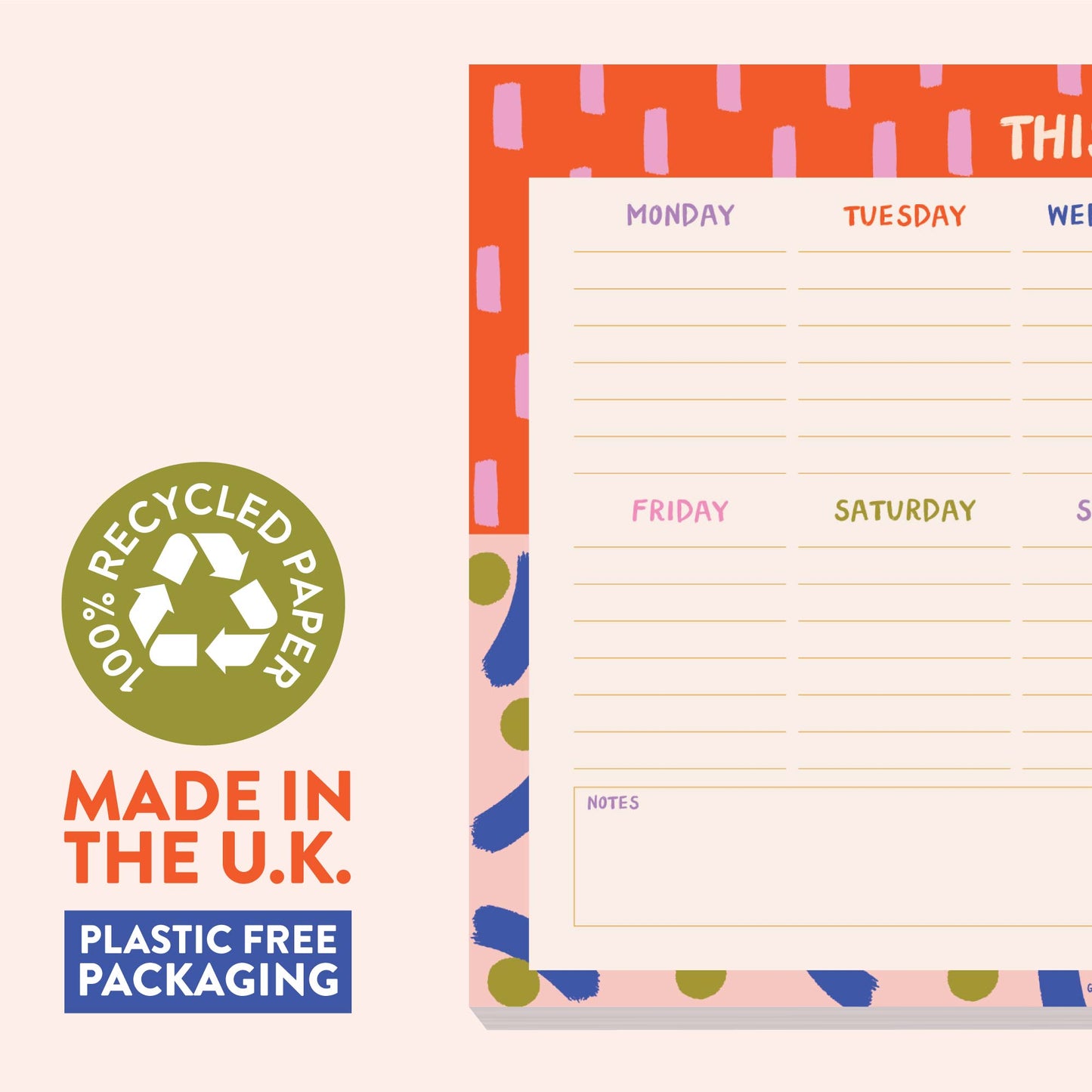 A4 Weekly Planner Pad | Habit Tracker | Colour Flow