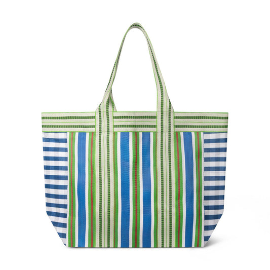 Sustainable woven beach bag made from recycled cement sacks