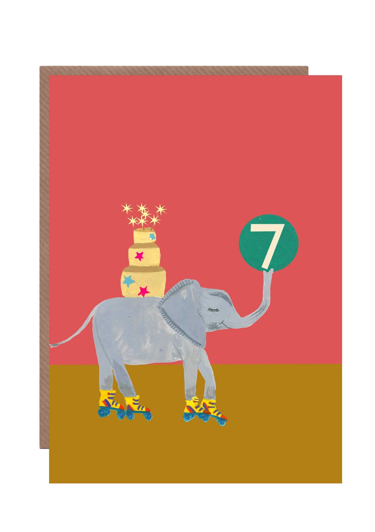 Blank inside of eco-friendly age 7 children's birthday card