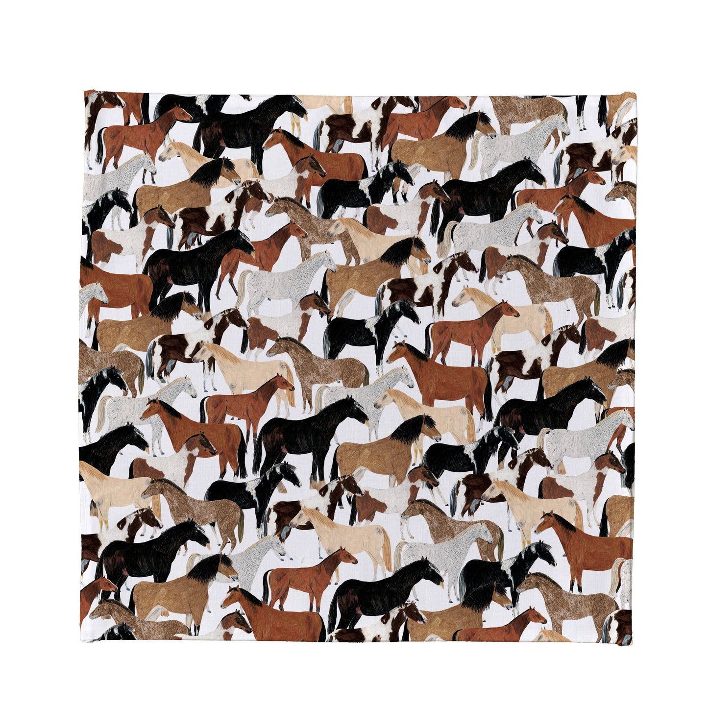 Ponies handkerchief pocket square with repeat pony illustrations in vibrant colours on poplin cotton, designed in London studio.