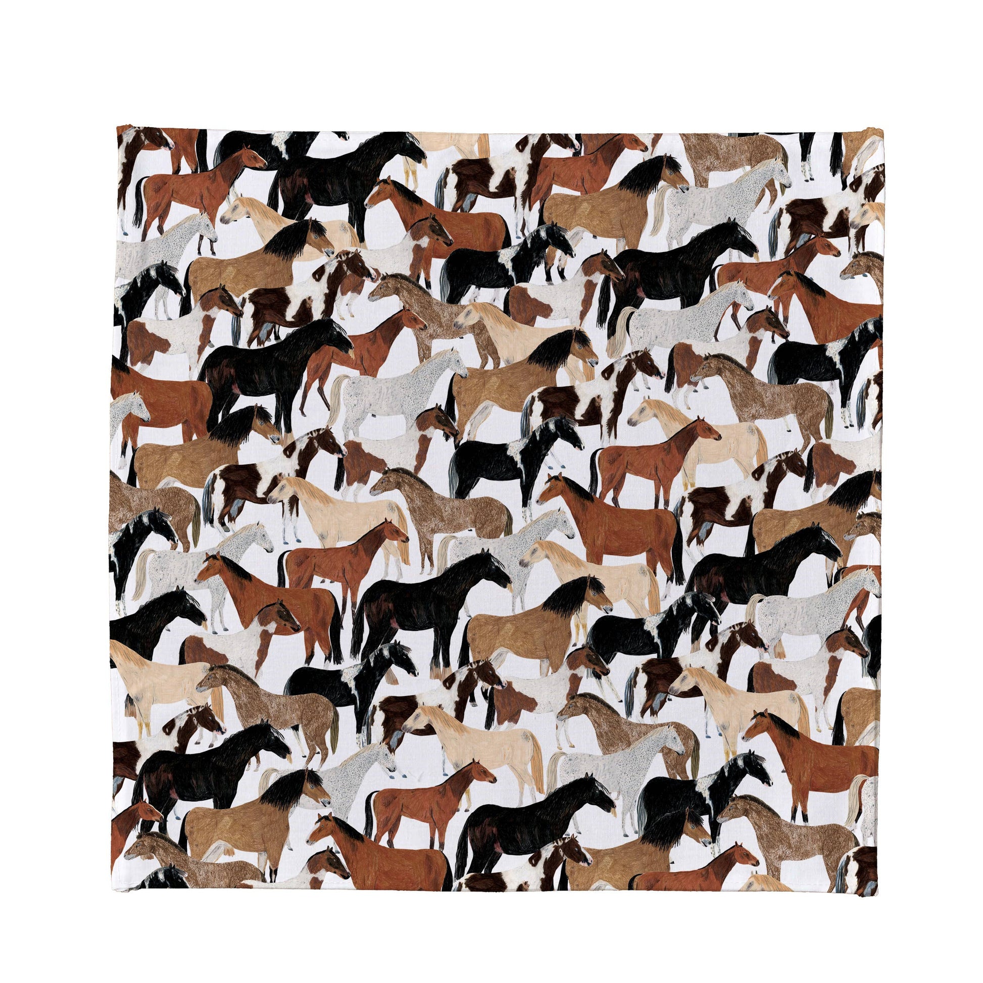 Ponies handkerchief pocket square with repeat pony illustrations in vibrant colours on poplin cotton, designed in London studio.