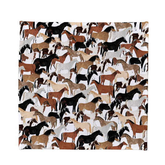Ponies handkerchief pocket square with repeat pony illustrations in vibrant colours on poplin cotton, designed in London studio.