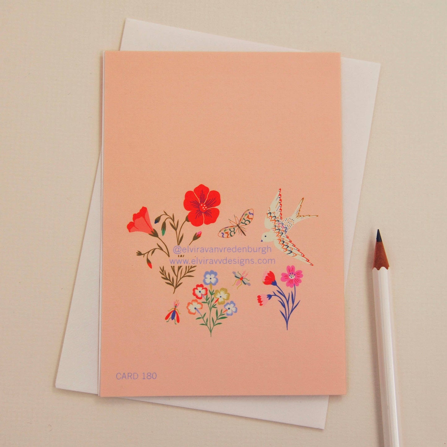 30th birthday greeting card with vibrant flora and fauna illustration, 105×150 mm, printed on sustainable 350gsm matt card, blank inside, with cream envelope and biodegradable wrap