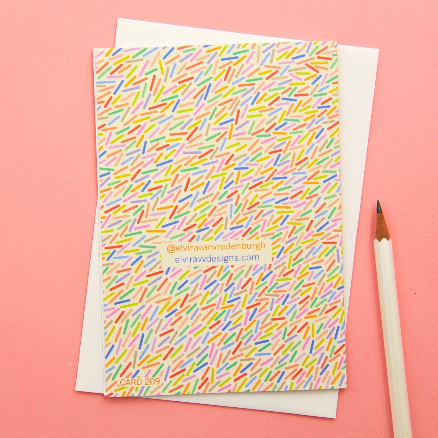Abstract colourful confetti congratulations greeting card on sustainable 350gsm matt card, with cream envelope and biodegradable sleeve.