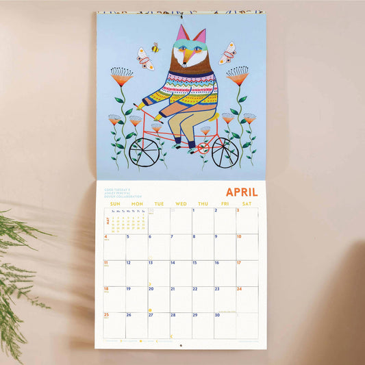 Ashley Percival Folk Animals 2027 calendar page illustration