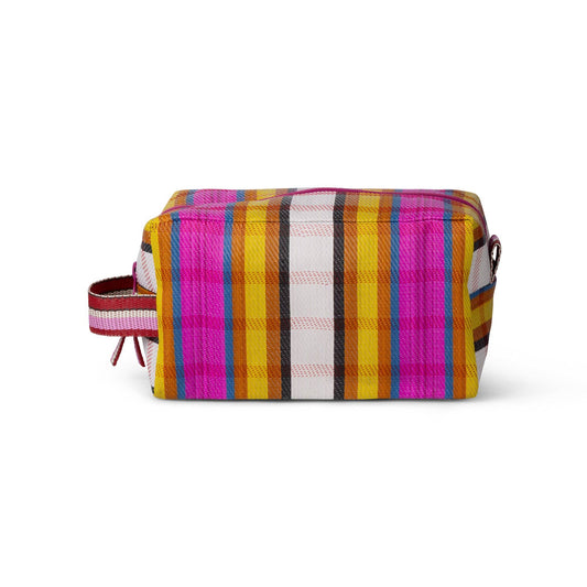 Upcycled cement sack wash bag with zip and handle