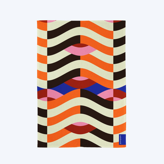 Close-up of Kinetic 2 Cotton Tea Towel texture and hanging loop