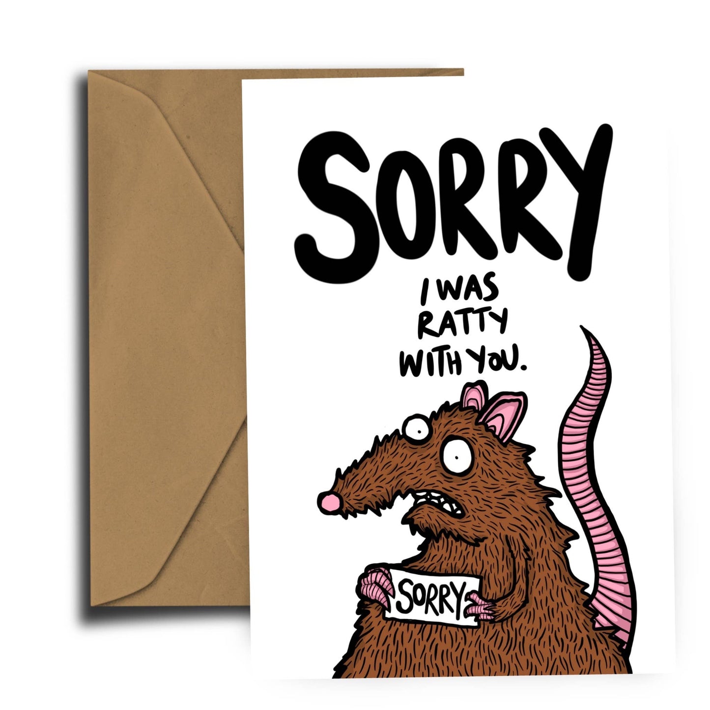 Sorry I Was Ratty A6 eco-friendly apology card with recycled kraft envelope