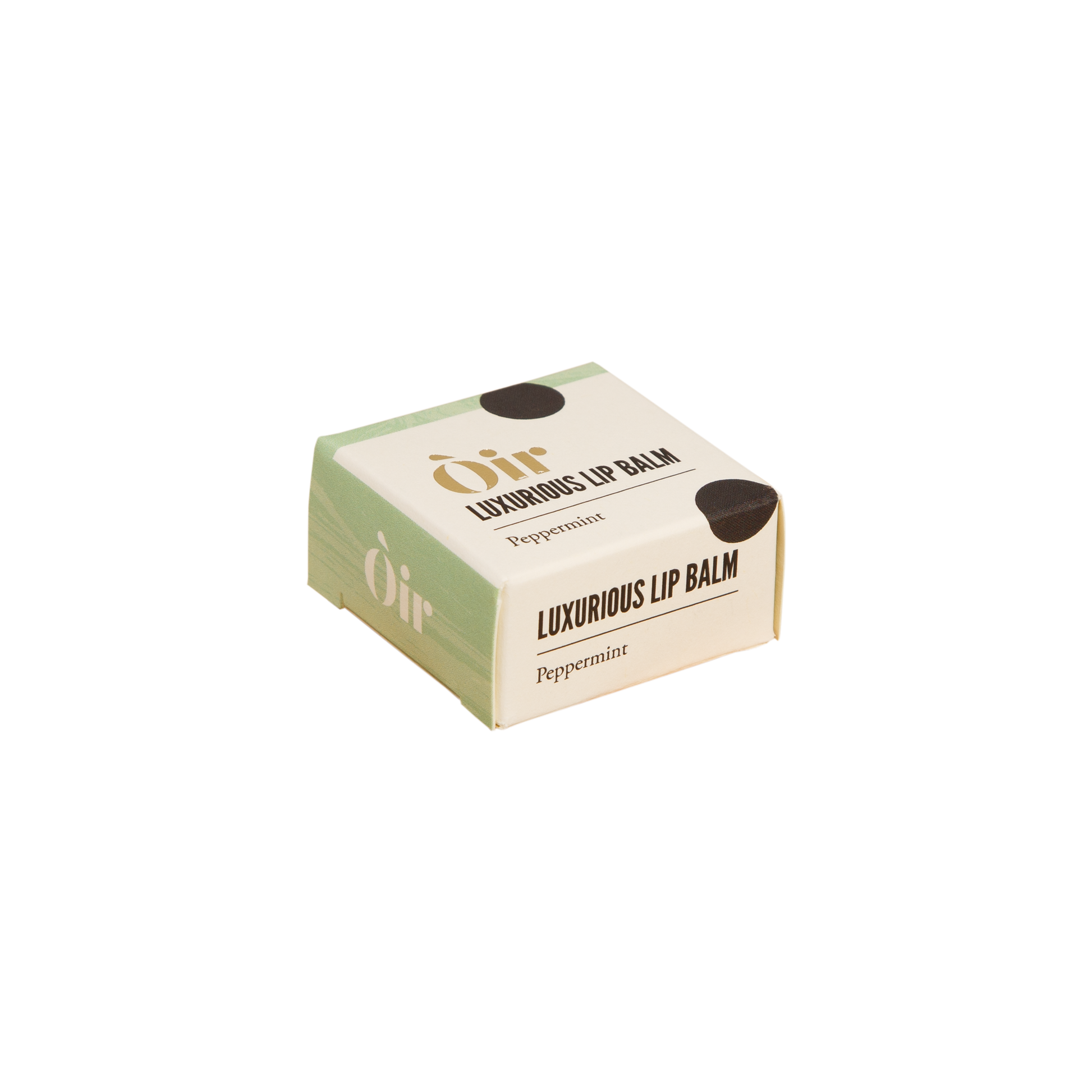 Eco-friendly peppermint lip balm with hint of cocoa and vanilla, plastic-free packaging