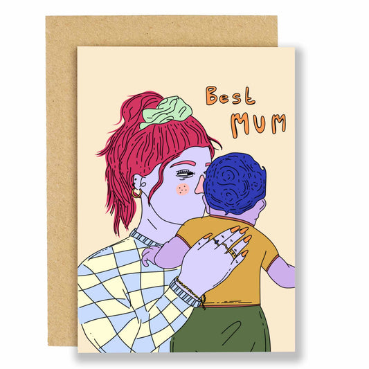 Eco-Friendly Best Mum Ever Card with Kraft Envelope