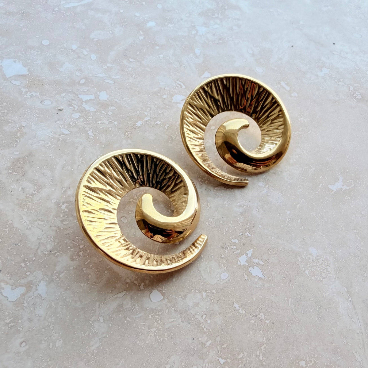 Everyday statement gold swirl studs for sensitive ears