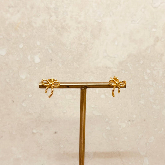 Sterling Silver Ribbon Bow Stud Earrings