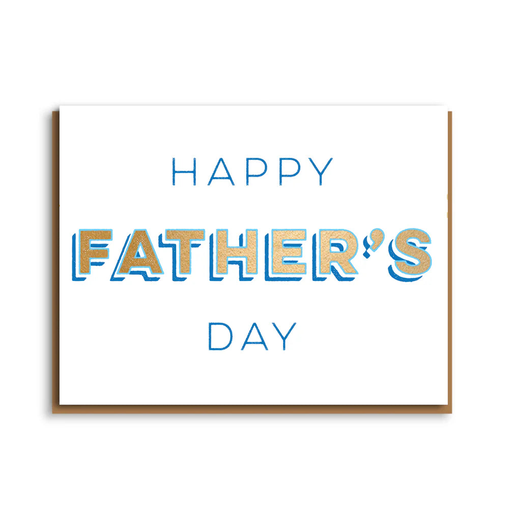 Happy Father's Day Poster Type Greeting Card with Gold Foiling