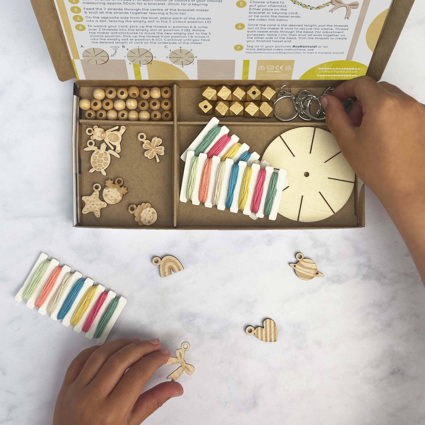 Another finished example of a handmade wooden charm bracelet