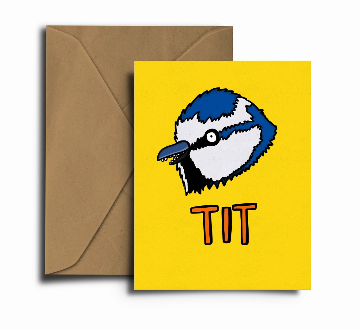 Cheeky Blue Tit Greeting Card, A6, sustainably sourced, recycled envelope
