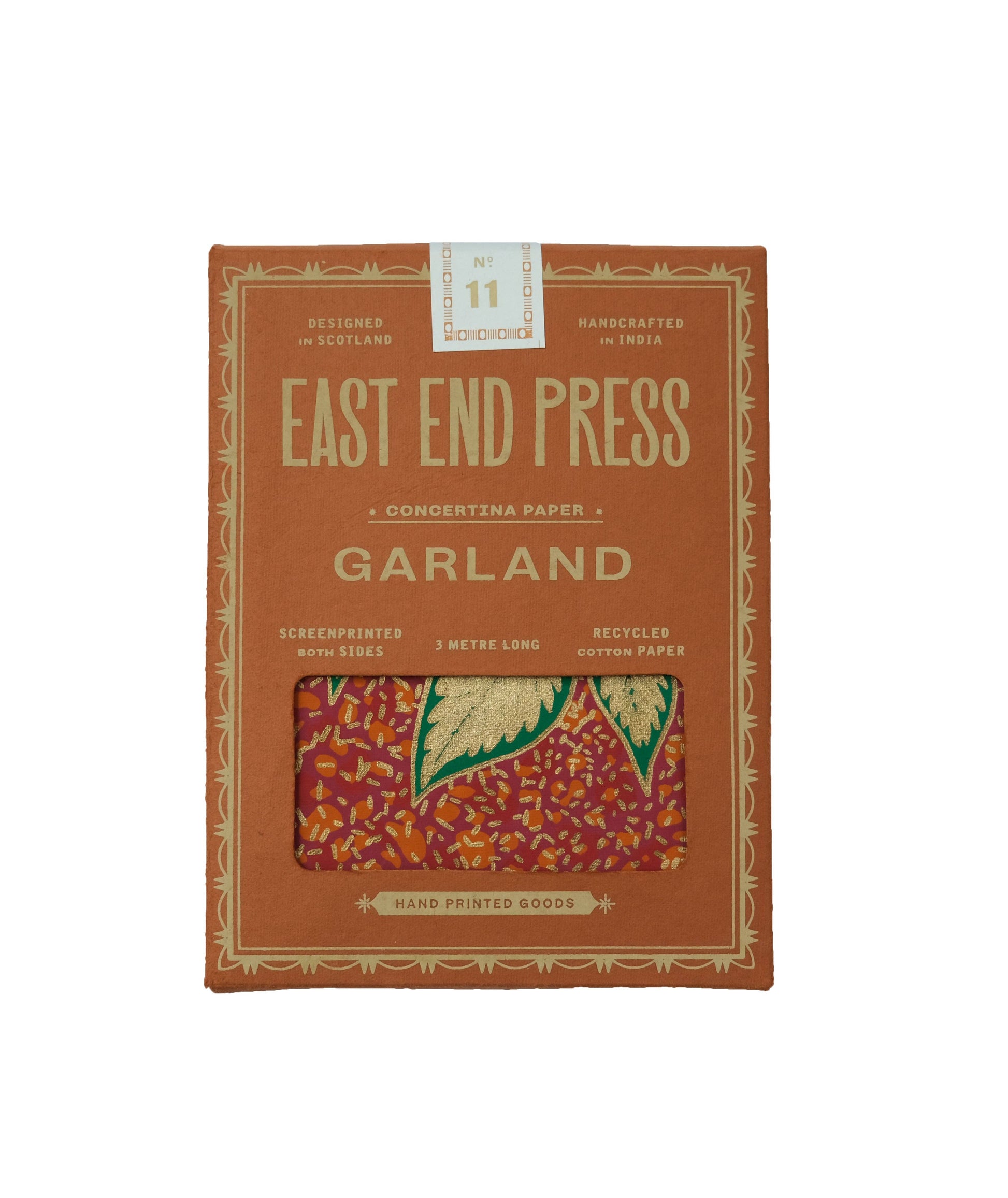 Hand-printed recycled paper Christmas Puddings Concertina Garland by East End Press, 3 metres long
