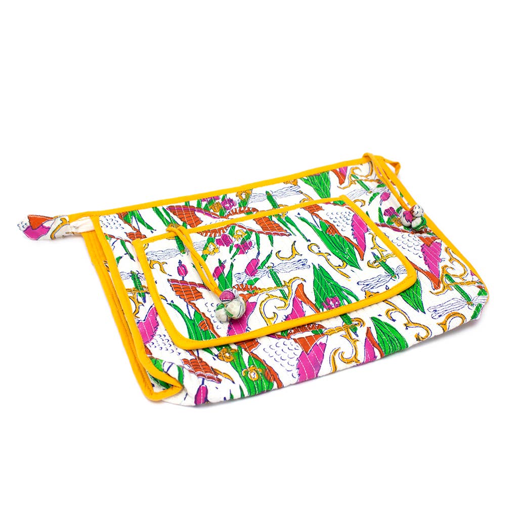 Indian Block Printed Pouches 'Kingfisher'