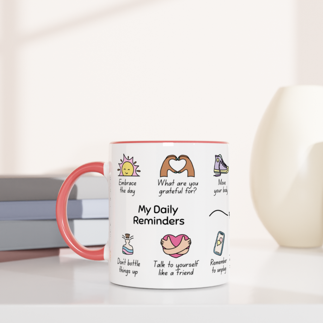 Boxed Daily Reminders Mug ready for gifting