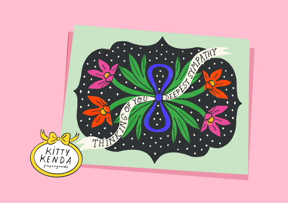 Sympathy Posy Cat Greeting Card with colourful envelope