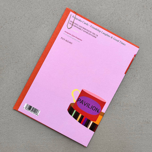 Close up of foiled details on friendship greeting card