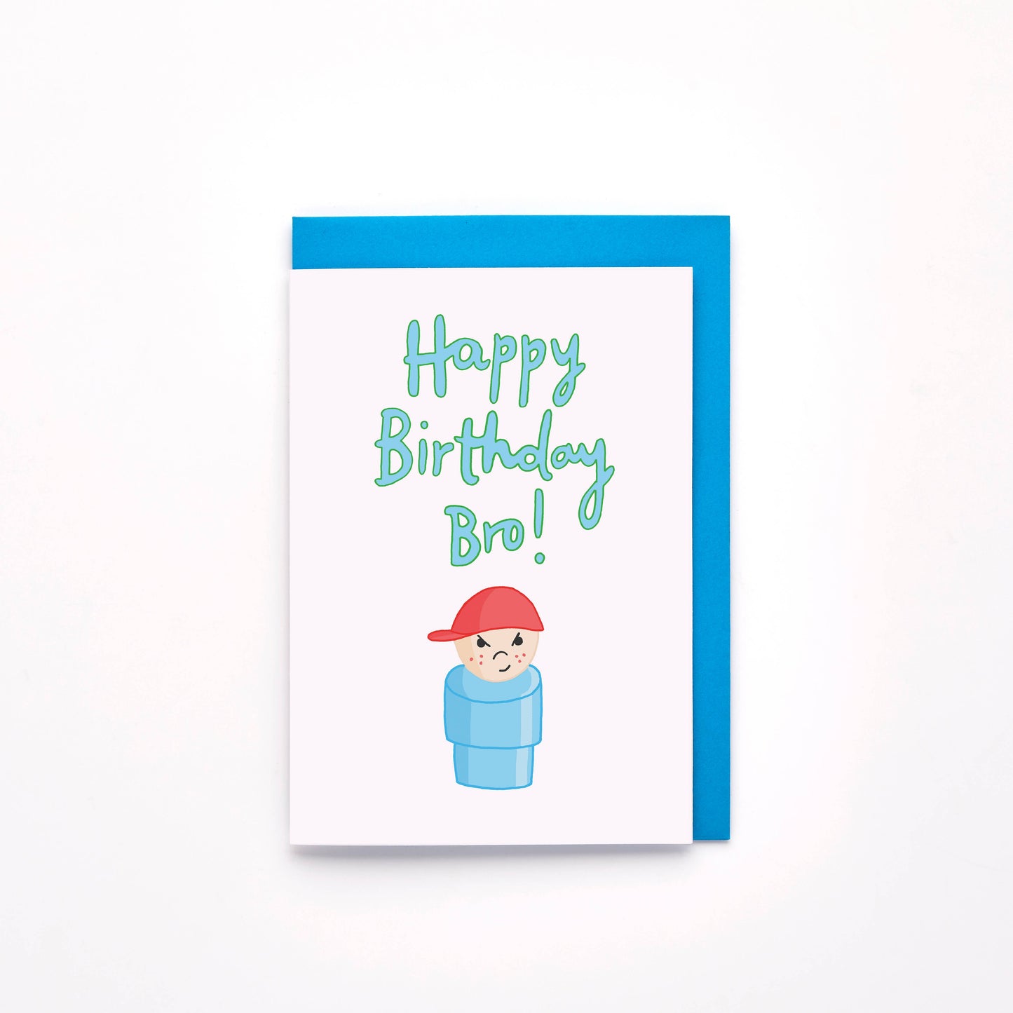 Celebrate your brother’s special day with this nostalgic and playful birthday card. Featuring a whimsical hand-drawn illustration of a beloved childhood toy, this card combines retro charm with heartfelt sentiment. The front reads "Happy Birthday Bro," making it the perfect way to let your brother know just how special he is.