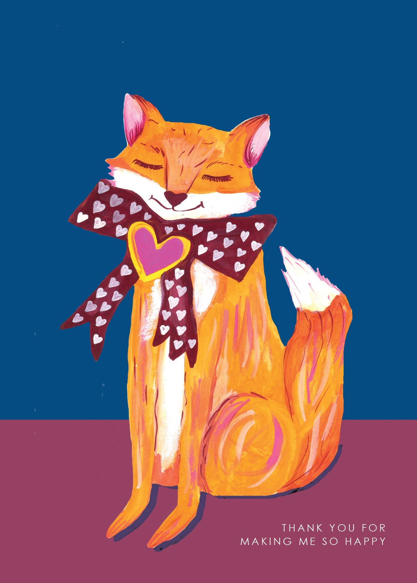 'Fox with Heart Bow' Greetings Card