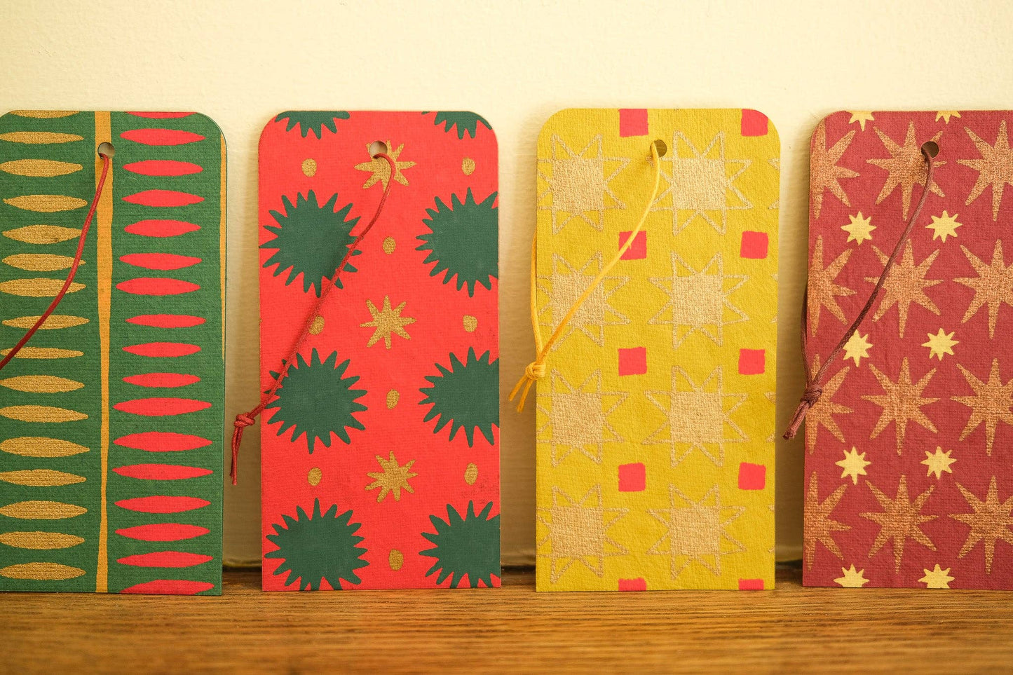 Hand screen printed Christmas Gift Tags by East End Press, recycled cotton paper, assorted festive designs