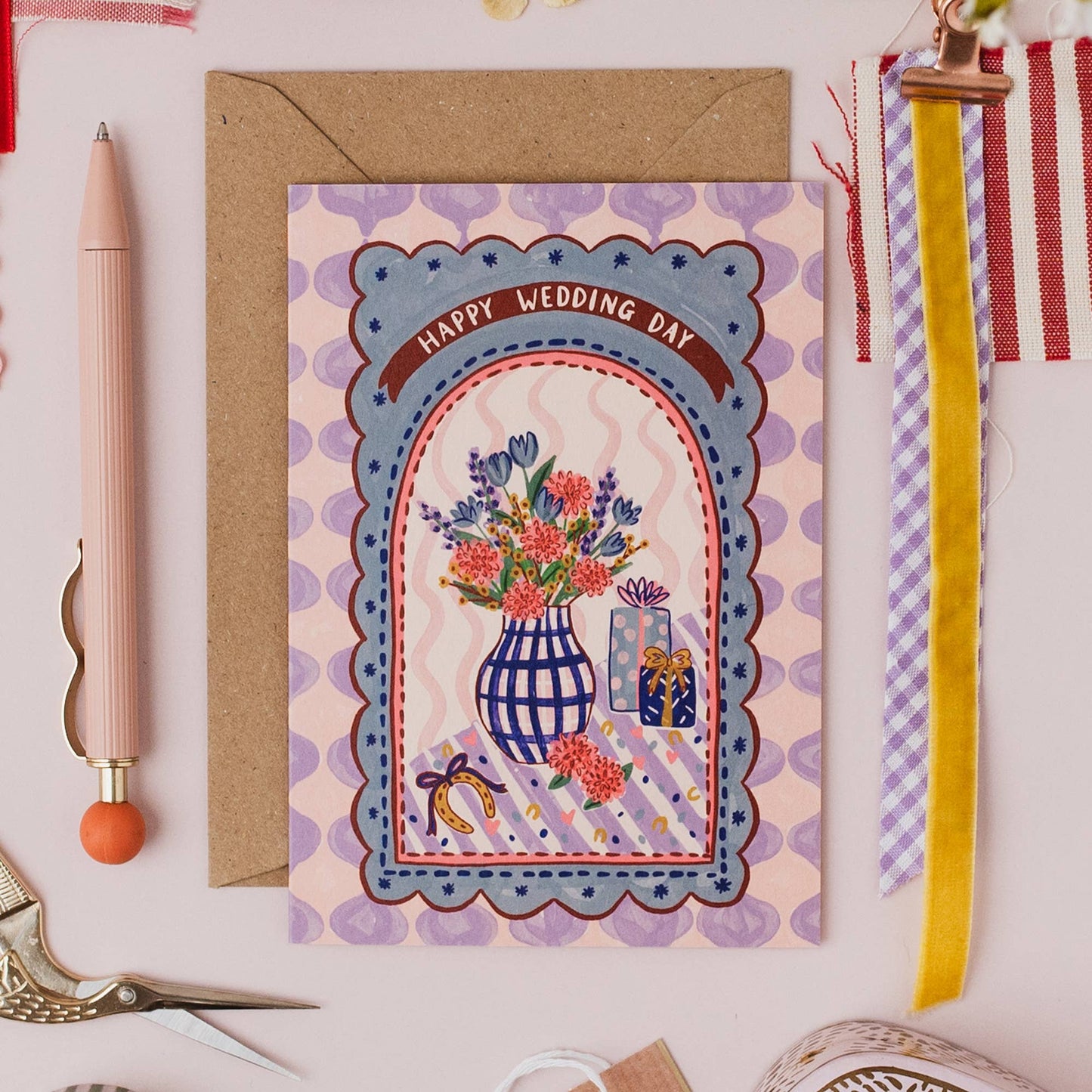 Plastic-free packaging for sustainable wedding greeting card