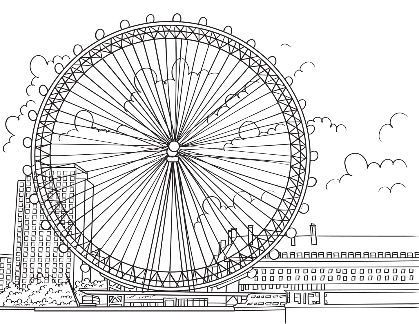 Eco-friendly London gift colouring book showing Tower Bridge