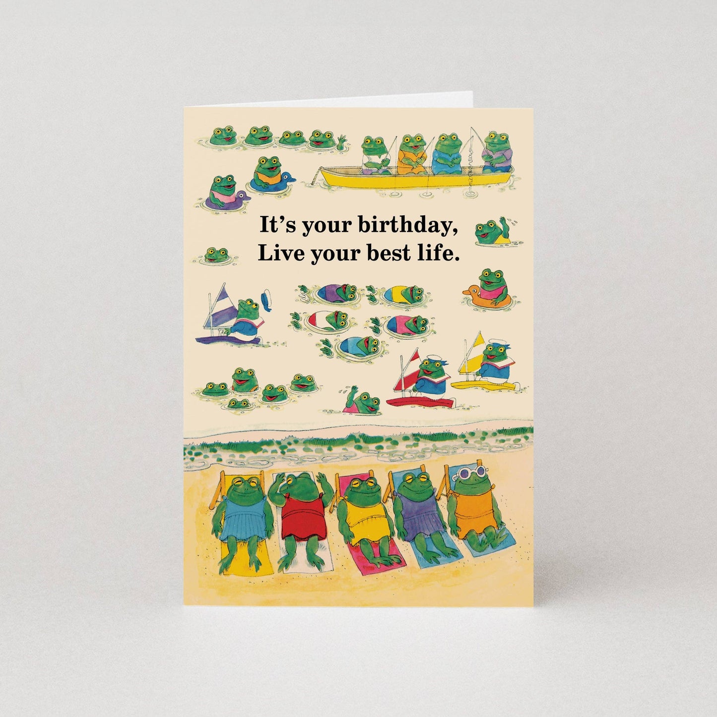 Live Your Best Life Greetings Card by Studio Boketto and Richard Scarry with plaid envelope