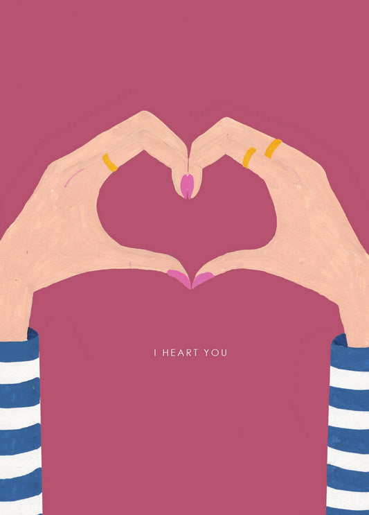 Eco-friendly heart hands card with recycled kraft envelope