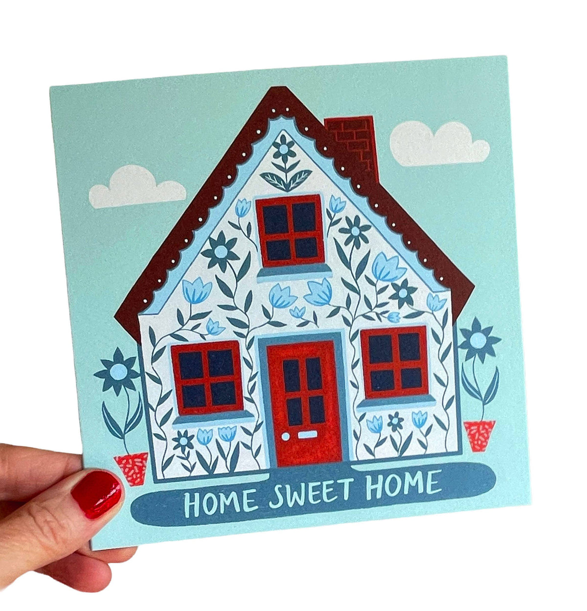 Folk Art Home Sweet Home Card with Kraft Envelope