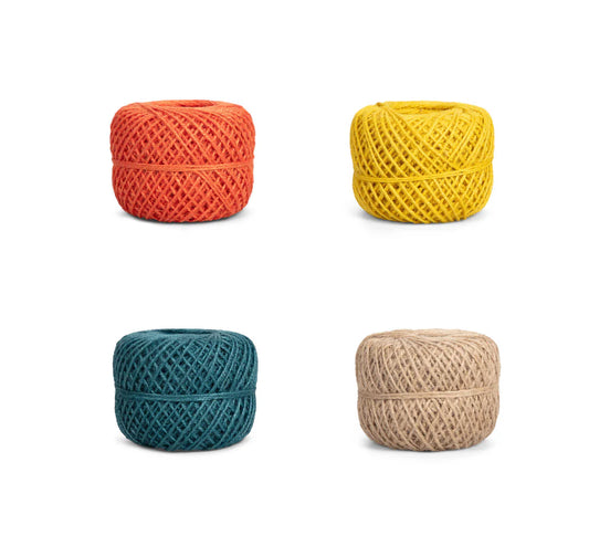 Close-up of Spanish Orange Jute Twine Ball texture
