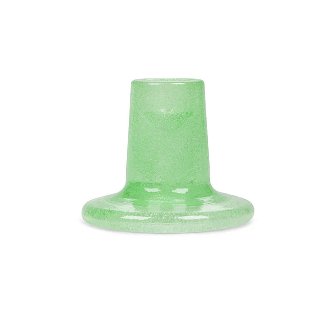 Recycled bubble glass candleholder with a glossy coloured finish, handcrafted for British Colour Standard with subtle variations for a one-of-a-kind design